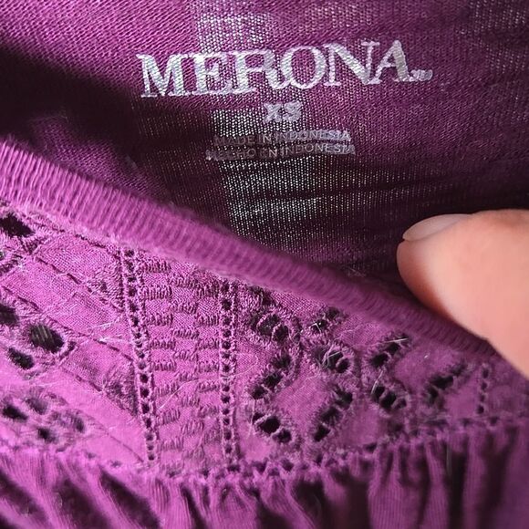 Merona Purple Short Sleeve Top Xs Blouse Sleeveless Top Shirt Womens Spring - Picture 4 of 12